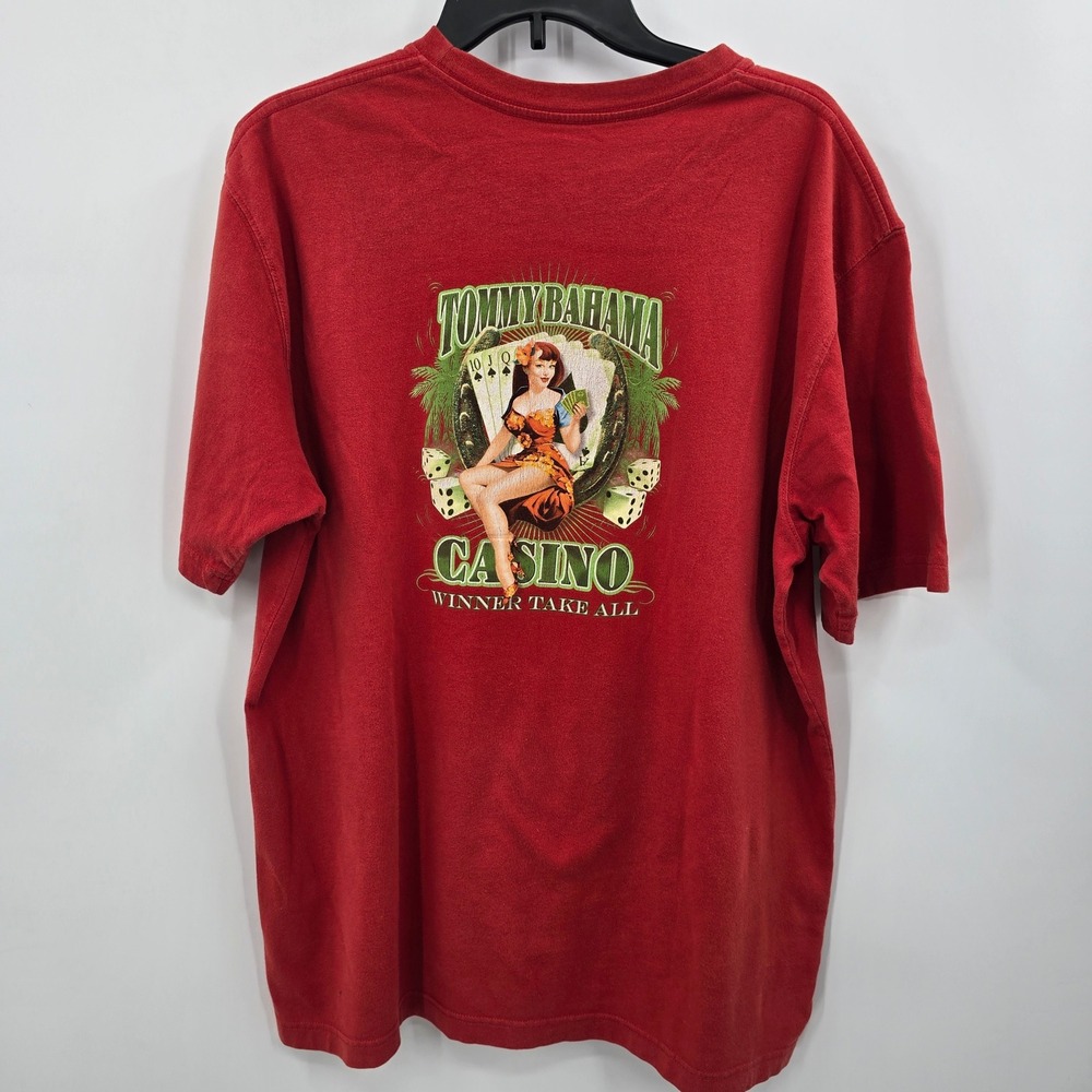 Tommy‎ Bahama Tshirt Mens Large d Casino Pin Up Graphic Winner Take All